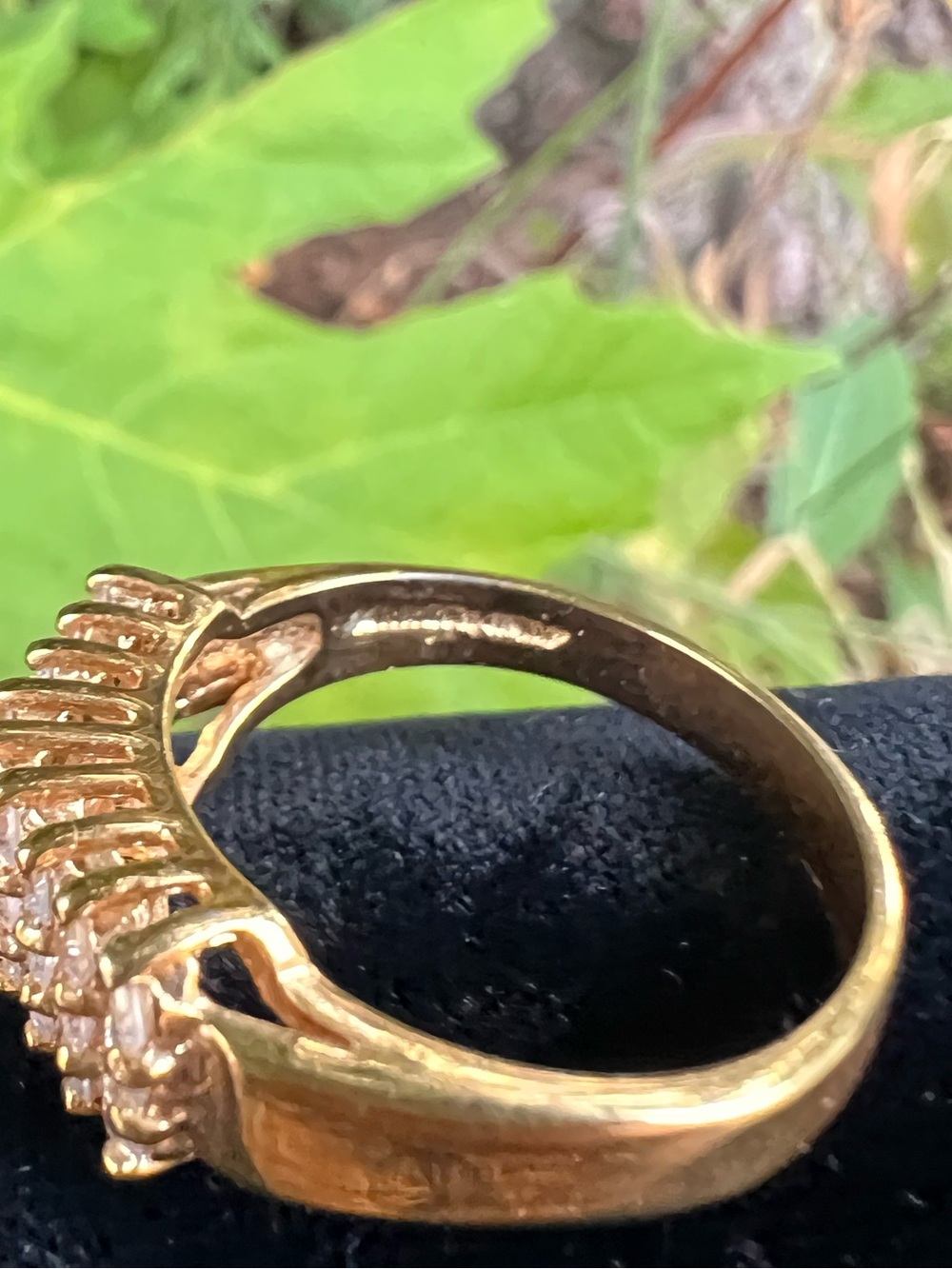 Gold Tone Crystal Mesh Band Ring - Clear Stones - Picture 5 of 6